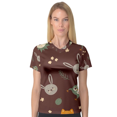 Rabbits, Owls And Cute Little Porcupines  V-neck Sport Mesh Tee by ConteMonfreyShop