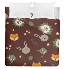 Rabbits, Owls And Cute Little Porcupines  Duvet Cover Double Side (queen Size) by ConteMonfreyShop