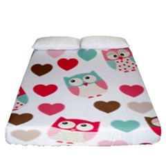 Lovely Owls Fitted Sheet (queen Size) by ConteMonfreyShop