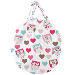 Lovely Owls Giant Round Zipper Tote by ConteMonfreyShop