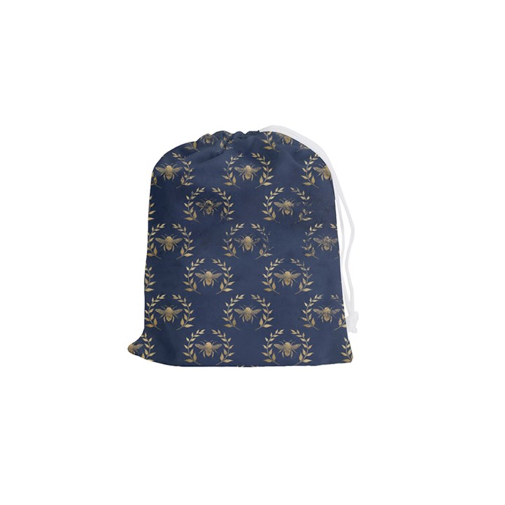 Blue Golden Bee   Drawstring Pouch (Small)