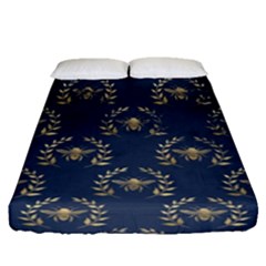 Blue Golden Bee   Fitted Sheet (queen Size) by ConteMonfreyShop