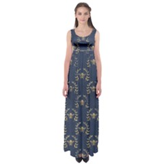 Blue Golden Bee   Empire Waist Maxi Dress