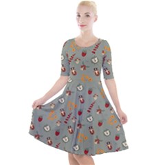 Wild Forest Friends  Quarter Sleeve A-line Dress by ConteMonfreyShop