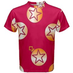 Orange Ornaments With Stars Pink Men s Cotton Tee by TetiBright