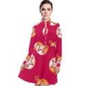 Orange Ornaments With Stars Pink Long Sleeve Chiffon Shirt Dress View1