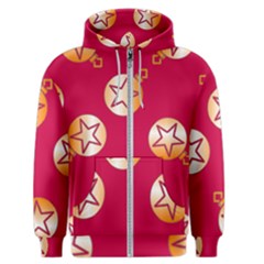 Orange Ornaments With Stars Pink Men s Zipper Hoodie