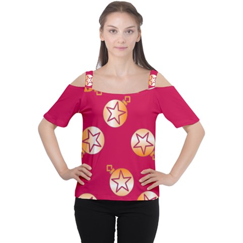 Orange Ornaments With Stars Pink Cutout Shoulder Tee by TetiBright