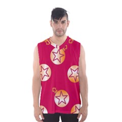 Orange Ornaments With Stars Pink Men s Basketball Tank Top by TetiBright