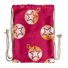 Orange Ornaments With Stars Pink Drawstring Bag (large) by TetiBright