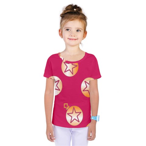 Orange Ornaments With Stars Pink Kids  One Piece Tee by TetiBright