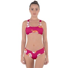 Orange Ornaments With Stars Pink Criss Cross Bikini Set by TetiBright