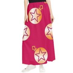 Orange Ornaments With Stars Pink Maxi Chiffon Skirt