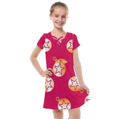 Orange Ornaments With Stars Pink Kids  Cross Web Dress by TetiBright