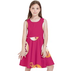 Orange Ornaments With Stars Pink Kids  Skater Dress