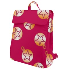 Orange Ornaments With Stars Pink Flap Top Backpack