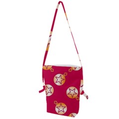 Orange Ornaments With Stars Pink Folding Shoulder Bag