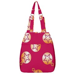 Orange Ornaments With Stars Pink Center Zip Backpack by TetiBright