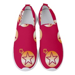 Orange Ornaments With Stars Pink Women s Slip On Sneakers by TetiBright