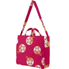 Orange Ornaments With Stars Pink Square Shoulder Tote Bag