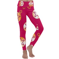 Orange Ornaments With Stars Pink Kids  Lightweight Velour Classic Yoga Leggings