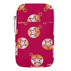 Orange Ornaments With Stars Pink Waist Pouch (large)