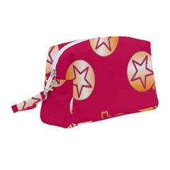 Orange Ornaments With Stars Pink Wristlet Pouch Bag (medium) by TetiBright