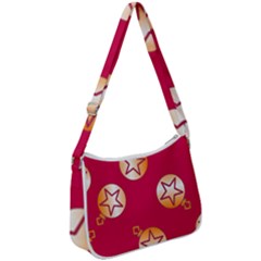 Orange Ornaments With Stars Pink Zip Up Shoulder Bag