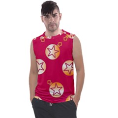 Orange Ornaments With Stars Pink Men s Regular Tank Top