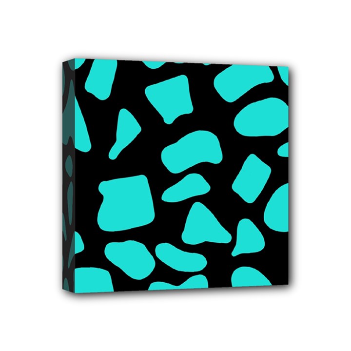 Cow Background neon blue black Mini Canvas 4  x 4  (Stretched)