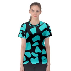 Cow Background Neon Blue Black Women s Sport Mesh Tee