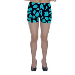 Cow Background Neon Blue Black Skinny Shorts