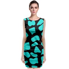 Cow Background Neon Blue Black Sleeveless Velvet Midi Dress