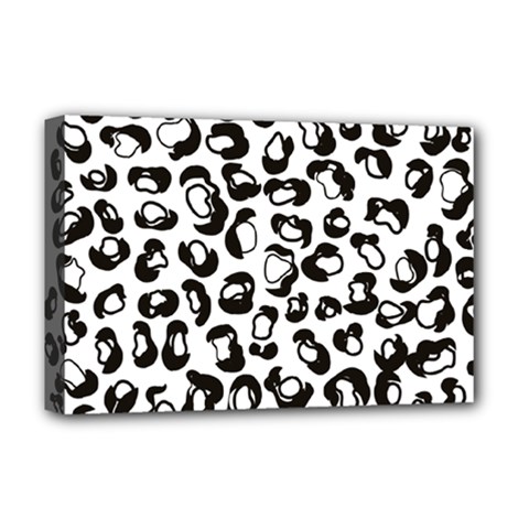 Black And White Leopard Print Jaguar Dots Deluxe Canvas 18  X 12  (stretched) by ConteMonfreyShop