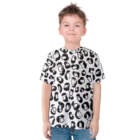 Black And White Leopard Print Jaguar Dots Kids  Cotton Tee by ConteMonfreyShop