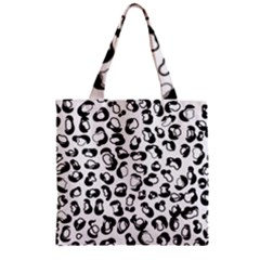 Black And White Leopard Print Jaguar Dots Zipper Grocery Tote Bag by ConteMonfreyShop