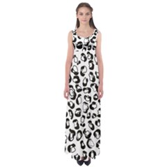 Black And White Leopard Print Jaguar Dots Empire Waist Maxi Dress