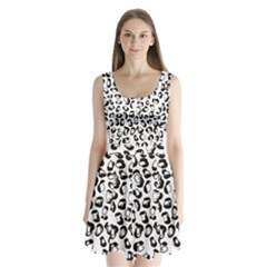 Black And White Leopard Print Jaguar Dots Split Back Mini Dress 