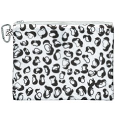 Black And White Leopard Print Jaguar Dots Canvas Cosmetic Bag (xxl)