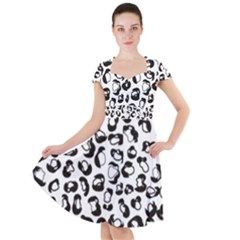 Black And White Leopard Print Jaguar Dots Cap Sleeve Midi Dress by ConteMonfreyShop