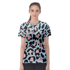 Blue And Pink Jaguar Dots Leopard Women s Sport Mesh Tee