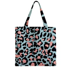 Blue And Pink Jaguar Dots Leopard Zipper Grocery Tote Bag by ConteMonfreyShop