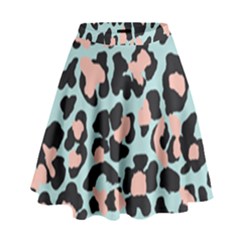 Blue And Pink Jaguar Dots Leopard High Waist Skirt by ConteMonfreyShop