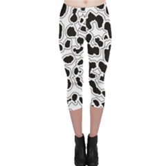 Black And White Dots Jaguar Capri Leggings  by ConteMonfreyShop