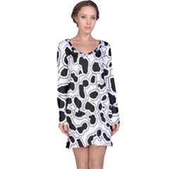 Black And White Dots Jaguar Long Sleeve Nightdress by ConteMonfreyShop