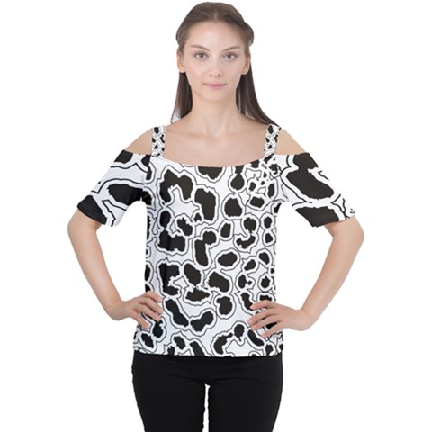 Black And White Dots Jaguar Cutout Shoulder Tee by ConteMonfreyShop