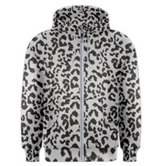 Leopard Print Gray Theme Men s Zipper Hoodie by ConteMonfreyShop