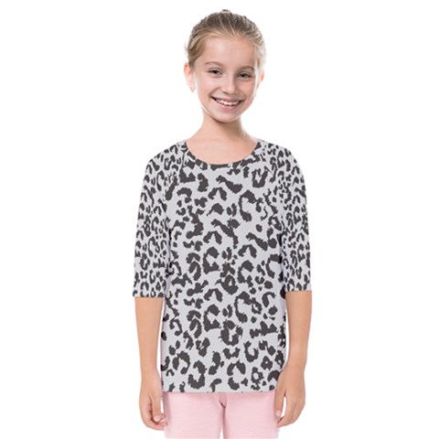 Leopard Print Gray Theme Kids  Quarter Sleeve Raglan Tee by ConteMonfreyShop