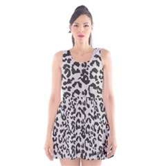 Leopard Print Gray Theme Scoop Neck Skater Dress by ConteMonfreyShop