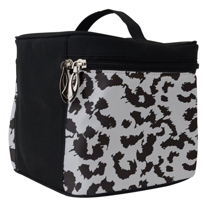 Leopard print gray theme Make Up Travel Bag (Small)